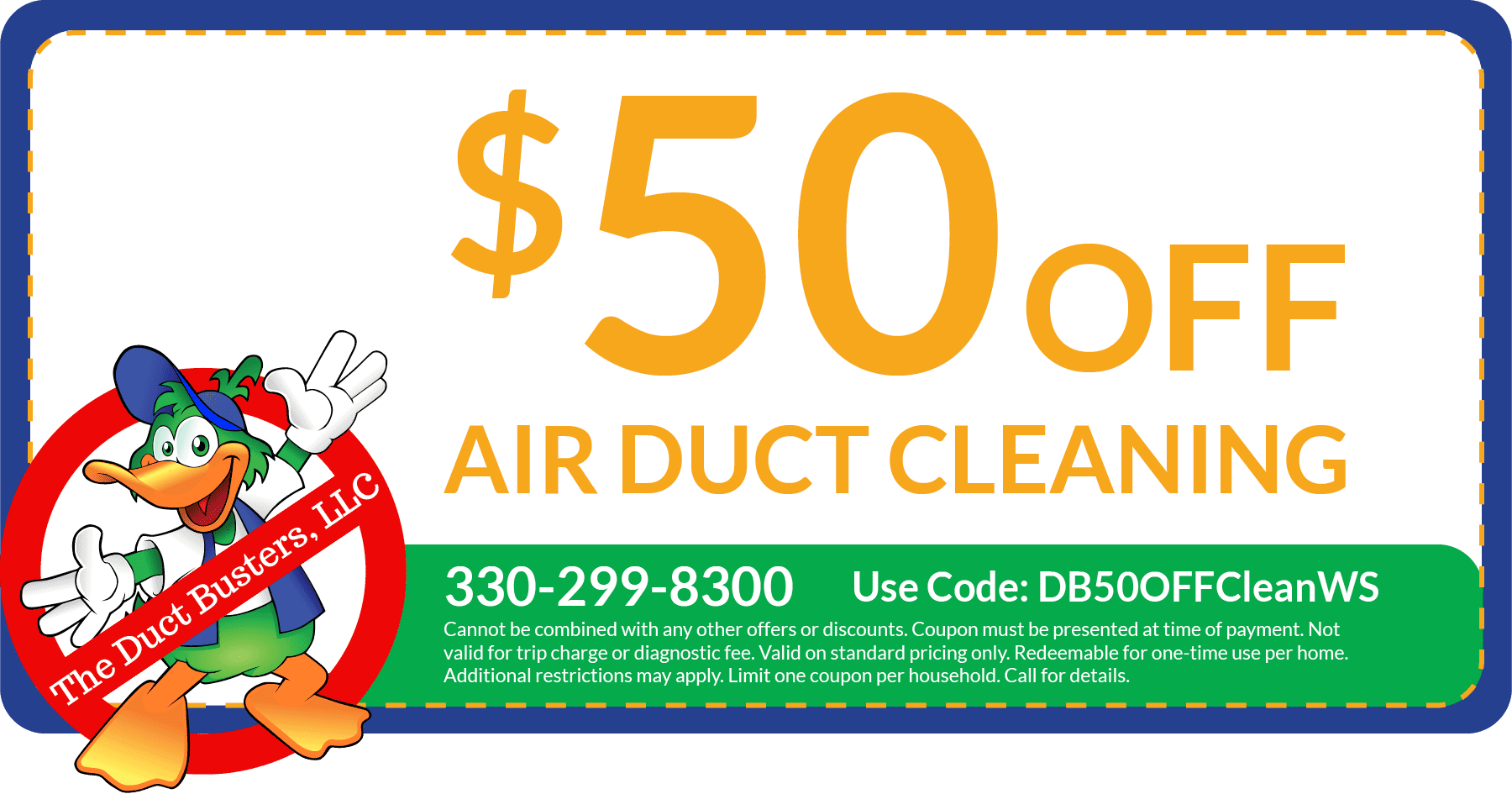 $50 off Air Duct Cleaning.